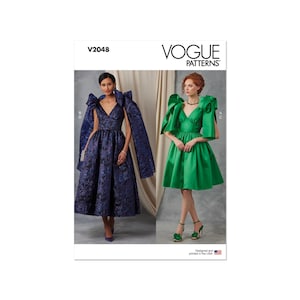 Vogue sömnadsmönster V2048 - elegant klänning med stora rosetter på axlarna