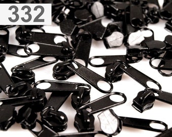 10 x Zipper, für Endlosreißverschluss, 3mm, schwarz
