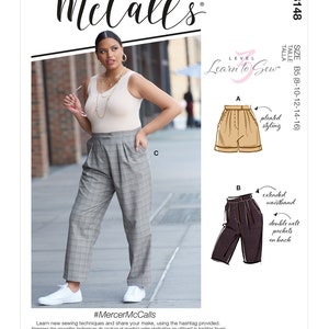 McCalls Sewing Pattern M8148 - Comfortable Pleated Pants - 3 Lengths