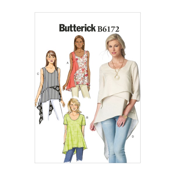 Butterick Schnittmuster - B6172 - Bluse, Shirt mit Zipfel und Lagenlook