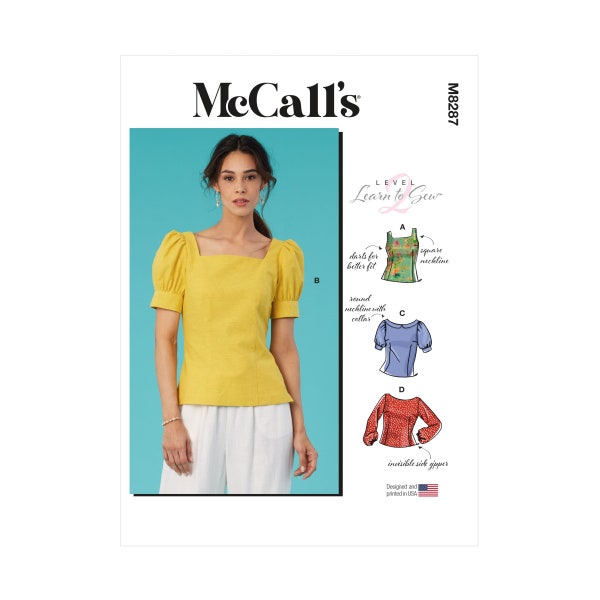 McCalls Schnittmuster M8287 - Bluse mit Puffärmel und Karreeausschnitt