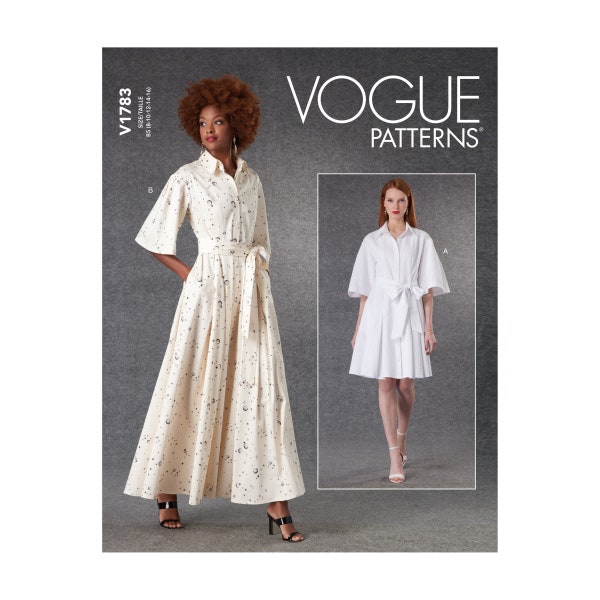 Vogue Schnittmuster V1783 - Kleid - durchgehende Knopfleiste - weiter Arm