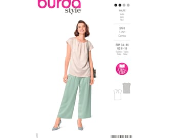 Burda Style Pattern No. 6047 - Sleeveless shirt with wrinkles at the neckline