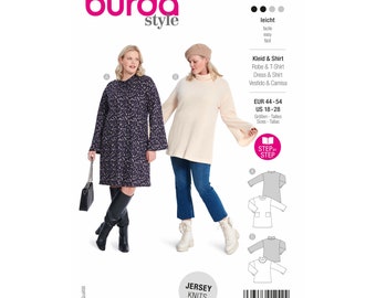 Burda Style Sewing Pattern No. 5866 - dress and shirt - trumpet sleeves