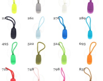5 Stk.  Zipperanhänger - Anhänger für Reisverschlüsse - Kunststoff - verschiedene Farben