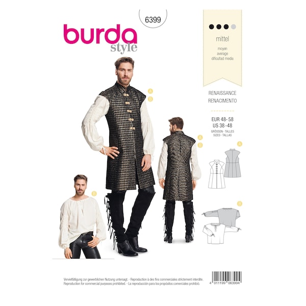 Burda Style Schnittmuster - Historischer Gehrock - Renaissancehemd - Nr.6399