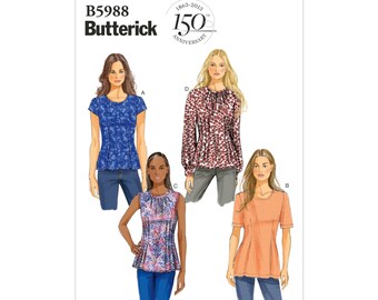 Butterick Schnittmuster - B5988 - Shirt oder Bluse mit Taillenabnähern