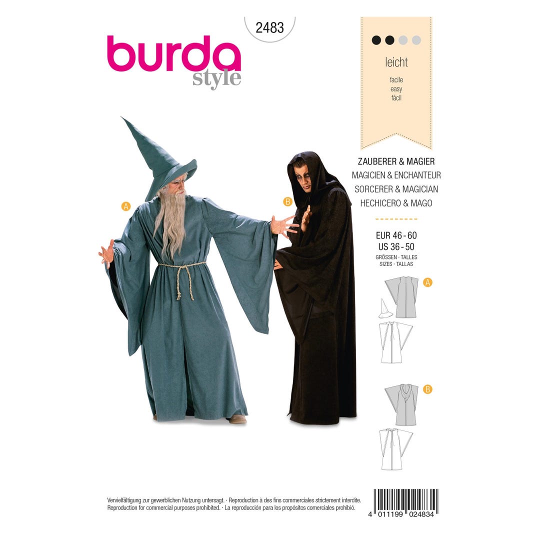 Burda Style Sewing Pattern - Costume - Wizard - Magician - No.2483 - Etsy