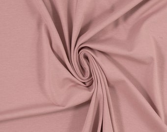 14.12 EUR/ 1 m, jersey, plain, Vanessa, cotton, combination fabric, dusky pink