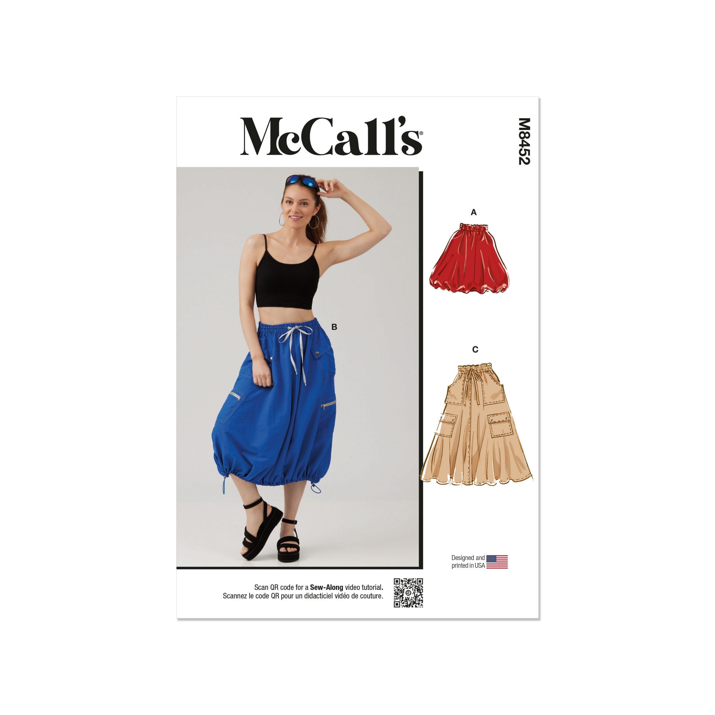 McCalls sewing pattern M8452 - Skirt with pockets, balloon skirt