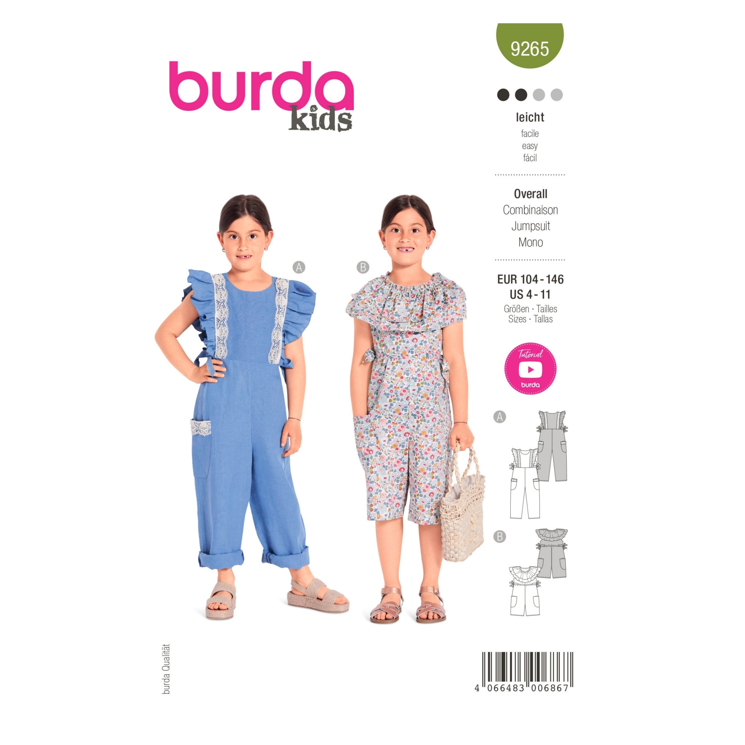 Vaderlijk De gasten handicap Burda Kids Pattern No. 9265 Overalls Lush Ruffles Short - Etsy Norway