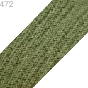 1.25EUR/meter, 3 m bias binding, cotton, 30 mm, olive green, 472