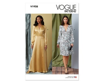 Vogue sewing pattern V1928 - wrap dress with gathered shoulders