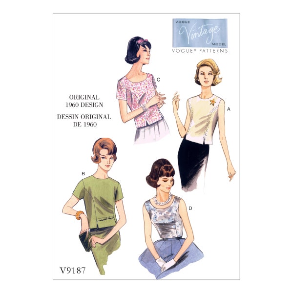 Vogue Schnittmuster V9187 - Bluse - Oberteil im Stil der 60er Jahre