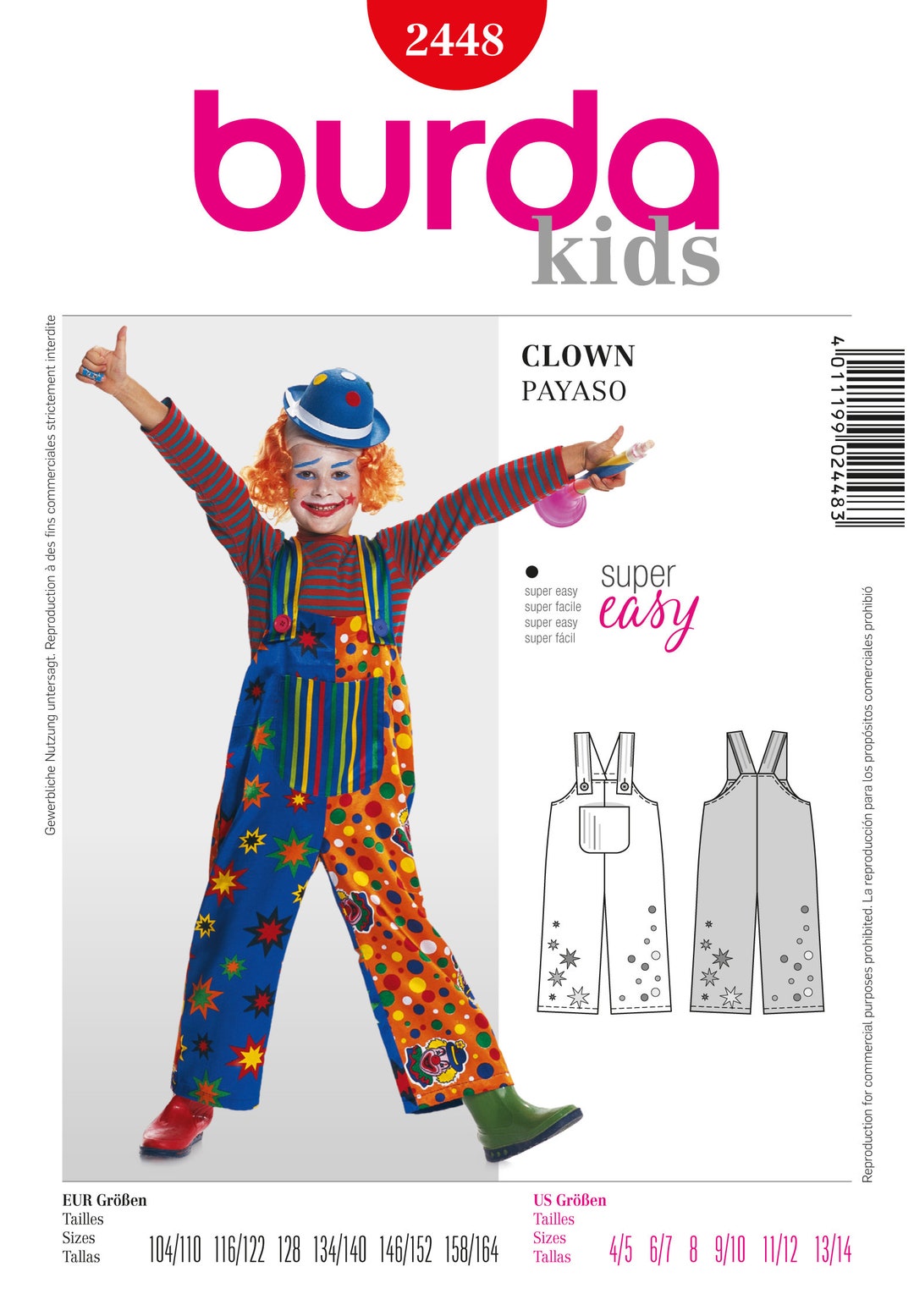Burda Kids Pattern Costume Carnival Clown Manege Free No. 2448 -  Hong  Kong