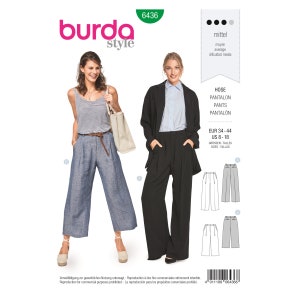 Burda Style sewing pattern - trousers - pleated trousers - culottes - No. 6436