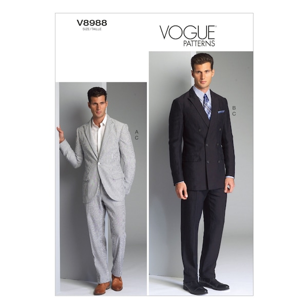 Vogue Sewing Pattern V8988 - Men's Suit - Classic - Sporty