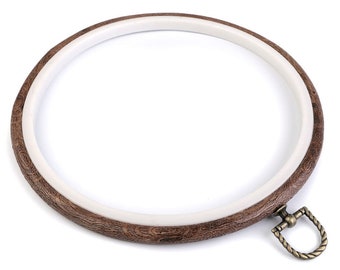 Cadre à broder - rond - flexible - noyer - Ø 20 cm