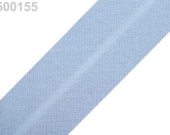 1.00EUR/meter , 3 m slanted ribbon, cotton, 30 mm, light blue, 500155
