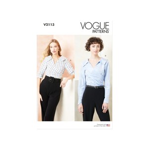Vogue sömnadsmönster - V2113 - extravagant omlottblus med stor krage