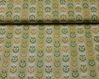 13.80EUR/meter - cotton fabric - patchwork fabric - flower buds - green, yellow, gold