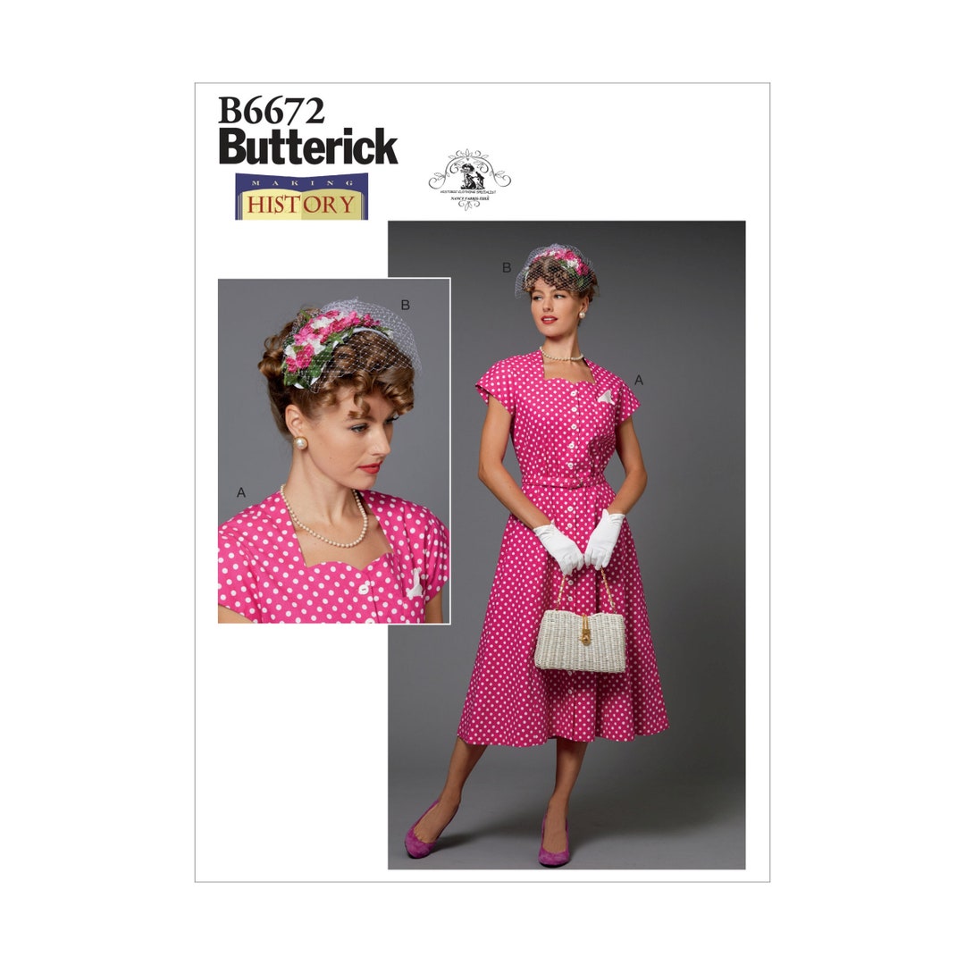 Butterick Sewing Pattern History B6672 Historical Dress and Headpiece ...