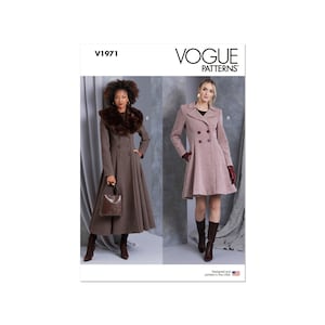 Vogue sömnadsmönster V1971 - elegant damkappa med slagkrage