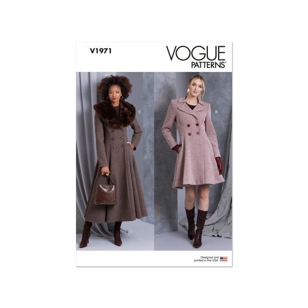 Vogue Schnittmuster V1971 - eleganter Damenmantel mit Reverskragen