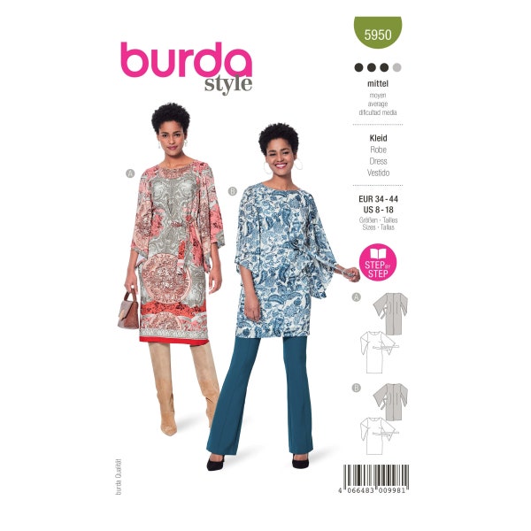 Burda Style Schnittmuster Nr. 5950 - Kleid - leicht tailliert - zwei Längen