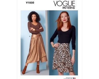 Patron de couture Vogue V1850 - Jupe portefeuille avec selle - Deux longueurs