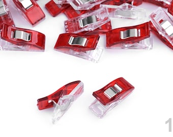 Pack of 25 Wonder Clips Wonderclips - sewing clips - fabric clips - red