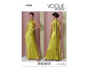Vogue Schnittmuster - V2008 - ärmelloses Abendkleid mit Halsbündchen zum Binden