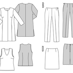 Burda Style Schnittmuster Kombination Jacke, Hose, Rock und Shirt Nr. 7075 Bild 2