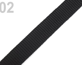 0.75EUR /Meter , 2 Meter Pocket Strap - Polypropylene Webbing - 15 mm - Black