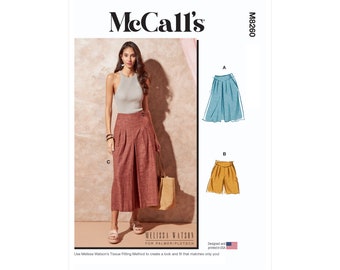 McCalls sewing pattern M8260 - skirt - culottes - shorts