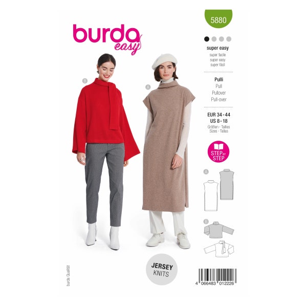 Burda Style Schnittmuster Nr. 5880 - Pulli - Pullover - lang und kurz