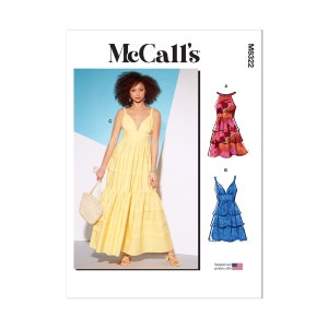 McCalls sewing pattern M8322 - simple strap dress with tiered skirt