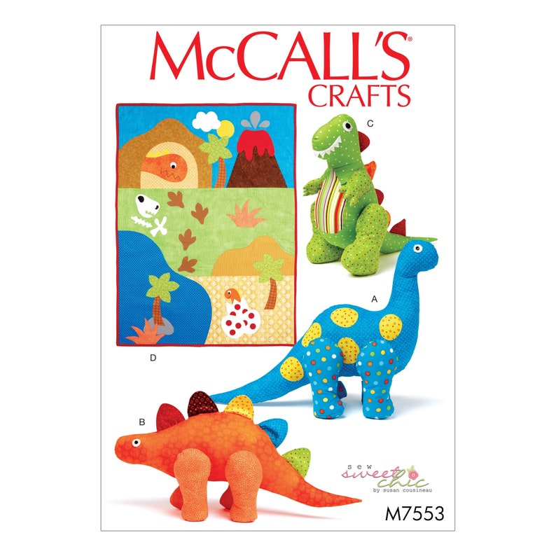 Dragon Soft Toy Pillow McCalls Sewing Pattern M7553 Dino