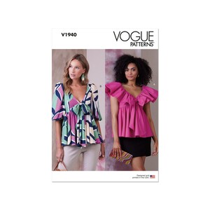 Vogue sömnadsmönster V1940 - Blus med volanger och stor rosett
