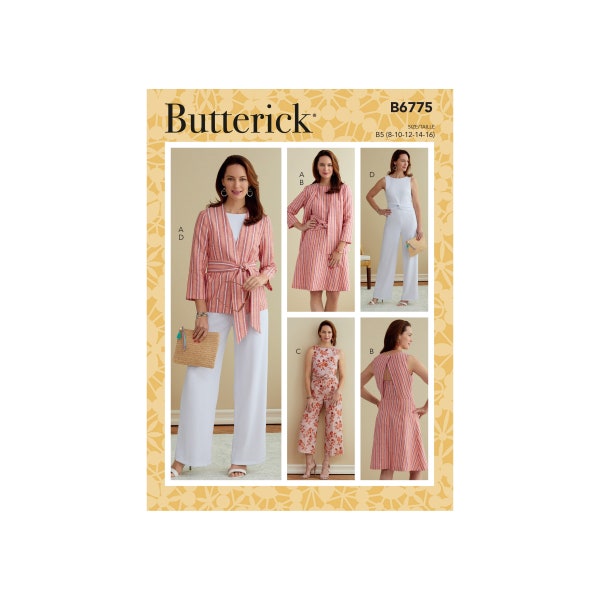 Butterick Schnittmuster - B6775 - Bluse, Kleid, Overall