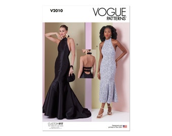 Vogue Schnittmuster V2010 - rückenfreies, elegantes, sommerliches Abendkleid