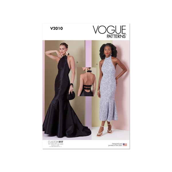Vogue Schnittmuster V2010 - rückenfreies, elegantes, sommerliches Abendkleid