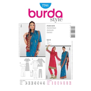 Burda sewing pattern - Sari - Indian & Maharanne - No. 7701