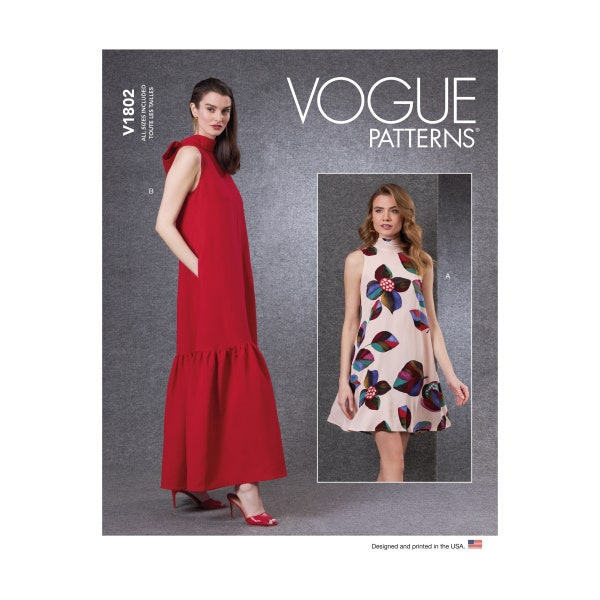 Vogue Pattern V1802 - Dress - Stand-up cuffs - without arm