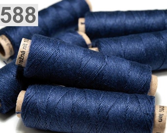 1 roll, 50 m linen thread, yarn, 588, dark blue