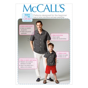 McCalls sewing pattern M6972 - shirt - pants - casual sporty - for men/boys