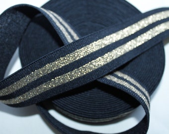 1 meter elastic band - elastic band - decorative band - 38 mm - black/gold