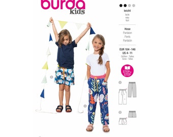 Burda Kids Schnittmuster Nr. 9228 - Hose - Shorts - Gummibund mit Kordel