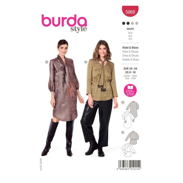 Burda Style Pattern No. 5968 - Dress and blouse with V-neck and scarf