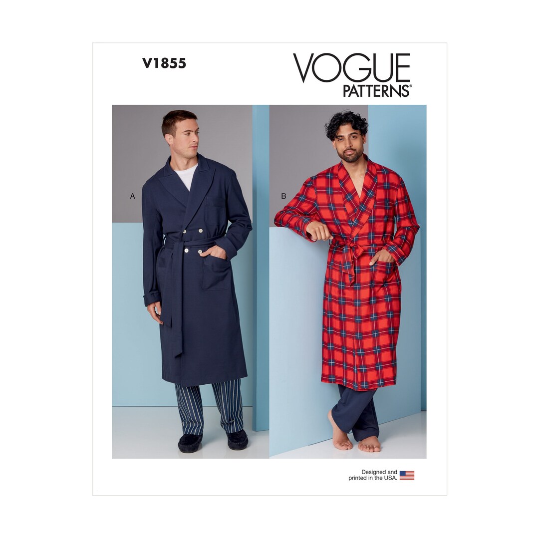 Vogue Sewing Pattern V1855 Dressing Gown for Men Bathrobe Etsy